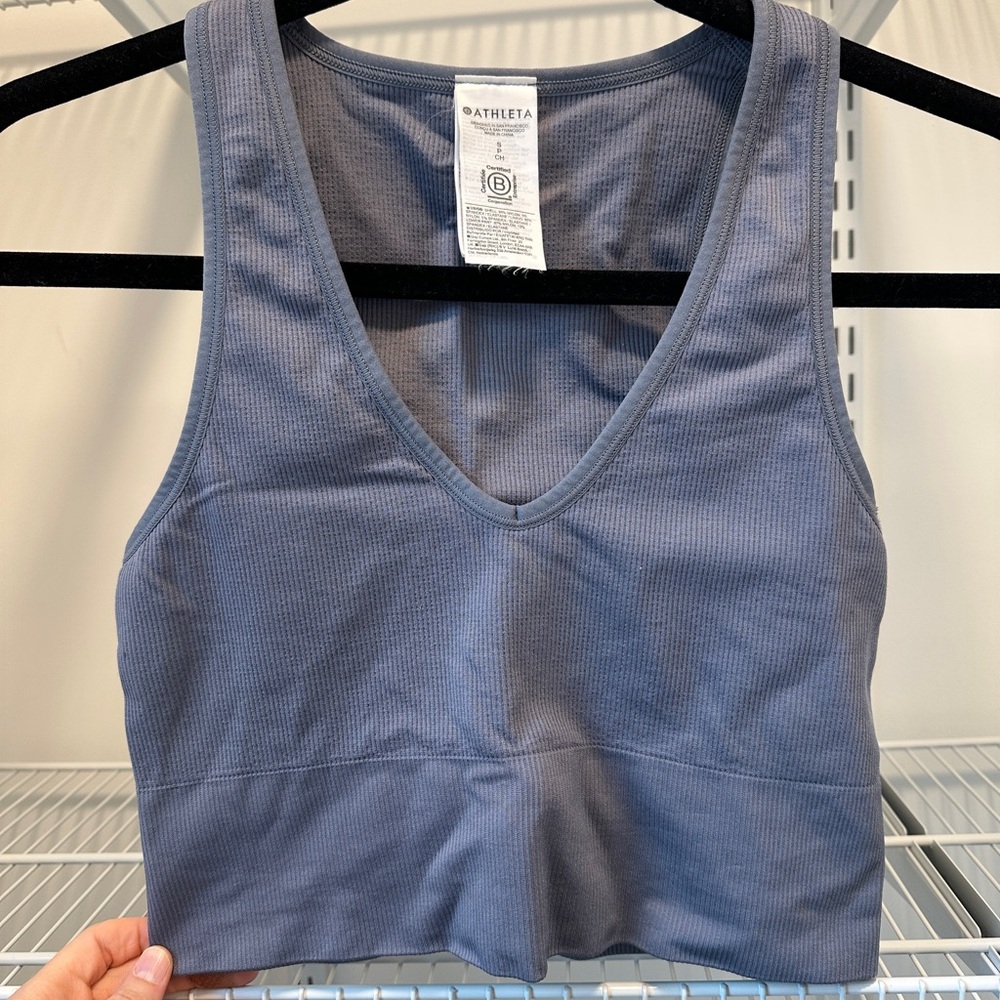 Athleta Seamless Crop rib tank in coastline blue